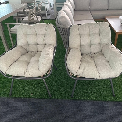 Muebles de jardín al aire libre Sofá de aluminio de ratán con mesa de lujo y compradores de teapoy