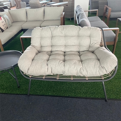 Muebles de jardín al aire libre Sofá de aluminio de ratán con mesa de lujo y compradores de teapoy