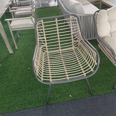 Muebles de jardín al aire libre Sofá de aluminio de ratán con mesa de lujo y compradores de teapoy