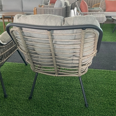 Muebles de jardín al aire libre Sofá de aluminio de ratán con mesa de lujo y compradores de teapoy