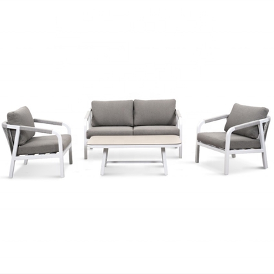 Muebles de jardín de aluminio para exteriores Bistro Sofá de ratán Conjunto para cena de lujo Teapoy