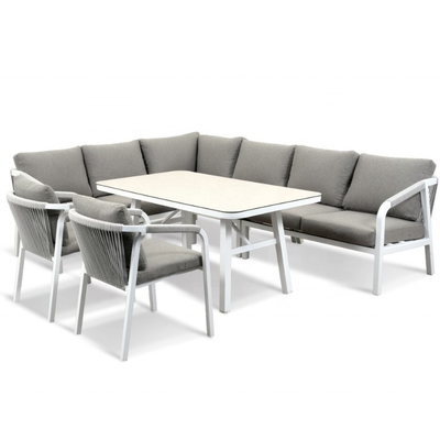 Muebles de jardín de aluminio para exteriores Bistro Sofá de ratán Conjunto para cena de lujo Teapoy