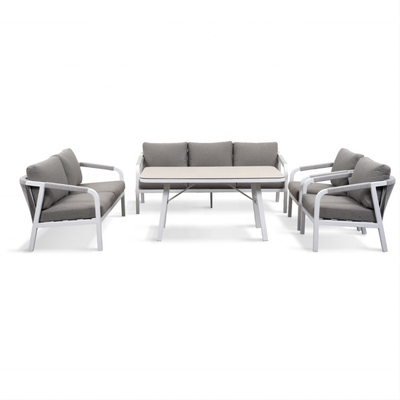 Muebles de jardín de aluminio para exteriores Bistro Sofá de ratán Conjunto para cena de lujo Teapoy