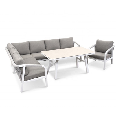 Muebles de jardín de aluminio para exteriores Bistro Sofá de ratán Conjunto para cena de lujo Teapoy