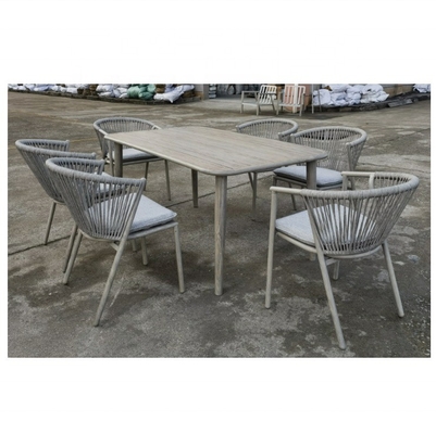 Muebles de jardín al aire libre Sofá de aluminio Bistro de ratán Conjunto con mesa de café de lujo