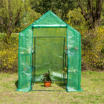 Cubierta de invernadero móvil de PVC transparente impermeable con marco metálico para plantación de jardines