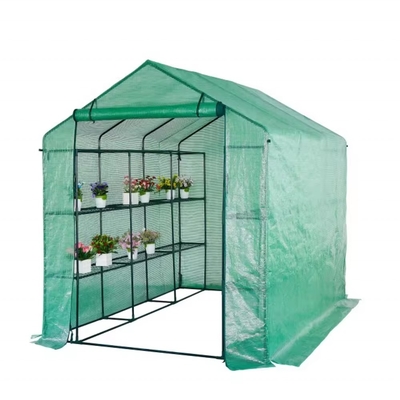Cubierta de invernadero móvil de PVC transparente impermeable con marco metálico para plantación de jardines