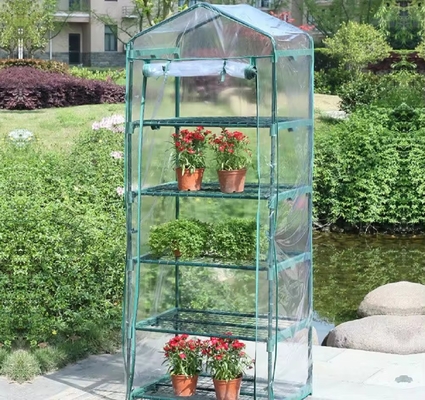 Cubierta de invernadero móvil de PVC transparente impermeable con marco metálico para plantación de jardines
