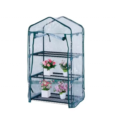 Cubierta de invernadero móvil de PVC transparente impermeable con marco metálico para plantación de jardines