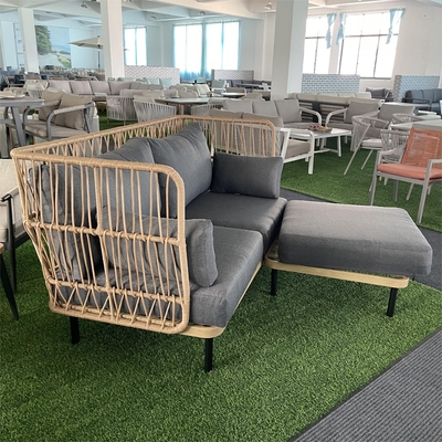 Muebles de jardín modernos de aluminio Bistro Sofá de ratán Conjunto para cena de lujo