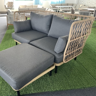 Muebles de jardín modernos de aluminio Bistro Sofá de ratán Conjunto para cena de lujo