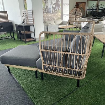 Muebles de jardín modernos de aluminio Bistro Sofá de ratán Conjunto para cena de lujo