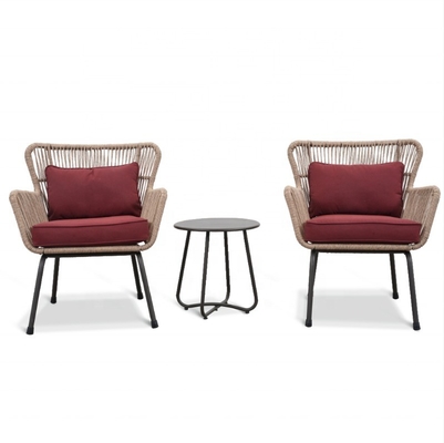 Muebles de jardín para exteriores Conjunto Sofá de aluminio de ratán con mesa de té y sillas de bistró