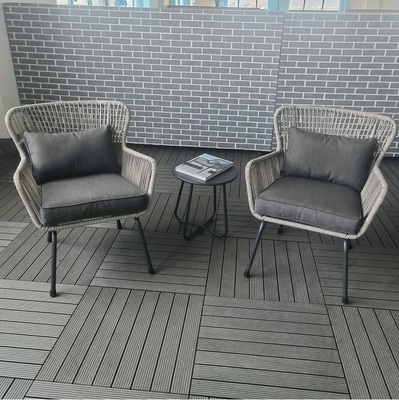 Muebles de jardín para exteriores Conjunto Sofá de aluminio de ratán con mesa de té y sillas de bistró