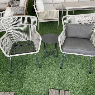 Muebles de jardín para exteriores Conjunto Sofá de aluminio de ratán con mesa de té y sillas de bistró