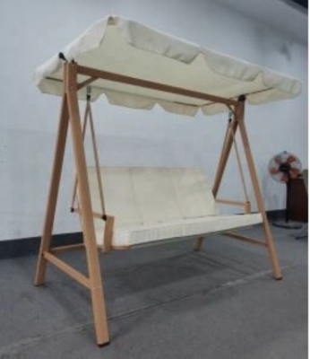 Silla de balancín para tres personas al aire libre con marco metálico y paraguas de tela