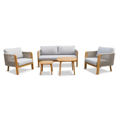 Muebles de jardín de aluminio para exteriores Sofá de ratán Conjunto con Teapoy de lujo Bistro Set