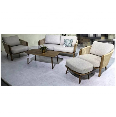 Muebles de jardín de aluminio para exteriores Sofá de ratán Conjunto con Teapoy de lujo Bistro Set