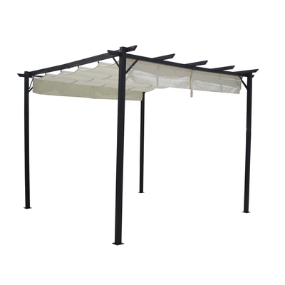 3X3X2.2M Pergola de aluminio con barandilla para jardín Protector solar con material de marco de poliéster