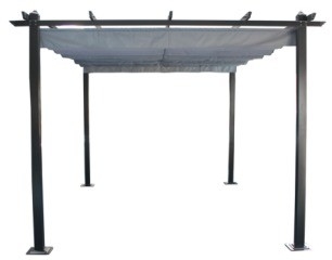 3X3X2.2M Pergola de aluminio con barandilla para jardín Protector solar con material de marco de poliéster