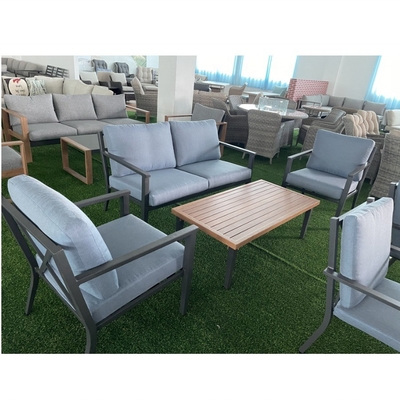 Color personalizable Muebles de jardín al aire libre Sofá de aluminio de ratán para mesa de lujo