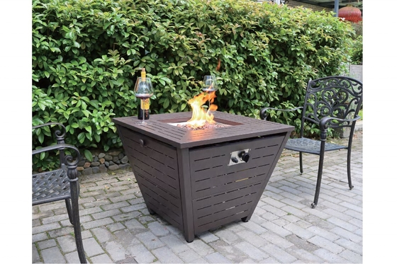 Grill de barbacoa de acero corten de jardín al aire libre con hoguera de gas sin humo esférica rectangular