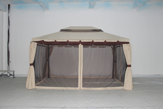 Gazebo de jardín de aluminio resistente al agua con mosquiteros y paredes laterales 3x4m