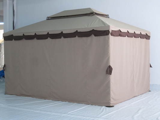 Gazebo de jardín de aluminio resistente al agua con mosquiteros y paredes laterales 3x4m