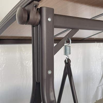 Silla de oscilación de chapa de policarbonato para 3 personas Silla de oscilación de jardín de metal para comodidad al aire libre