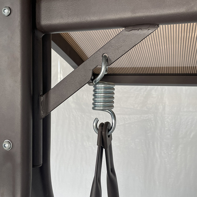 Silla de oscilación de chapa de policarbonato para 3 personas Silla de oscilación de jardín de metal para comodidad al aire libre