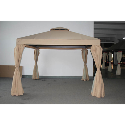 Tenda de aluminio de postes de patio con doble techo y mosquiteros