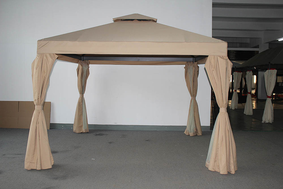 Tenda de aluminio de postes de patio con doble techo y mosquiteros