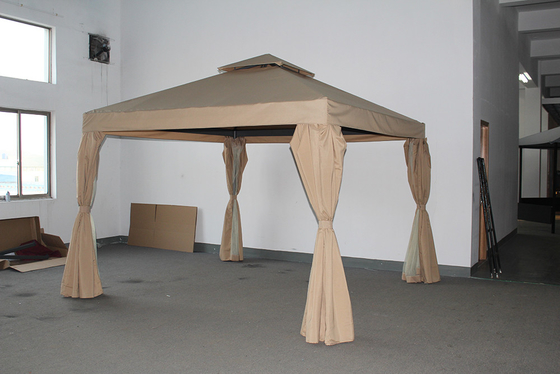 Tenda de aluminio de postes de patio con doble techo y mosquiteros