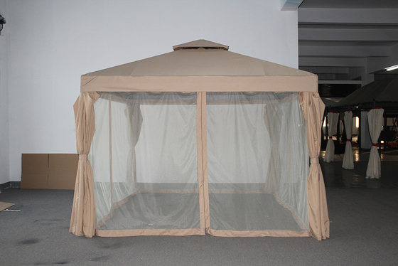 Tenda de aluminio de postes de patio con doble techo y mosquiteros