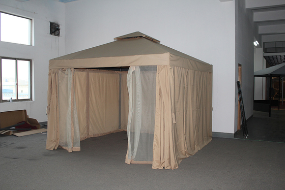 Tenda de aluminio de postes de patio con doble techo y mosquiteros