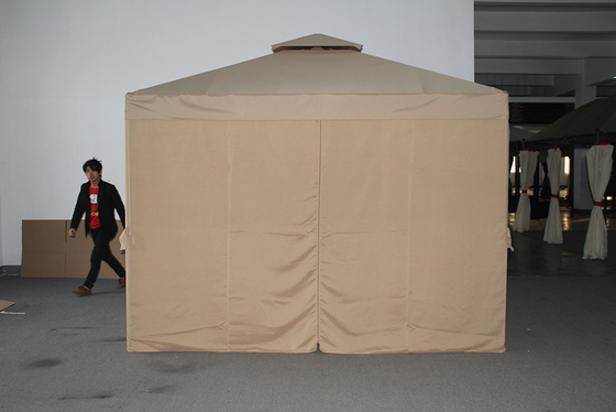 Tenda de aluminio de postes de patio con doble techo y mosquiteros