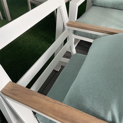 Muebles de jardín al aire libre Sofá de aluminio de ratán Conjunto para mesa de lujo Teapoy Bistro Cena