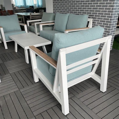 Muebles de jardín al aire libre Sofá de aluminio de ratán Conjunto para mesa de lujo Teapoy Bistro Cena
