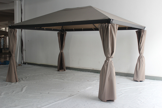 Gazebo de jardín de aluminio de 3*4*2.7M con marco de metal a prueba de óxido y techo de acero personalizado