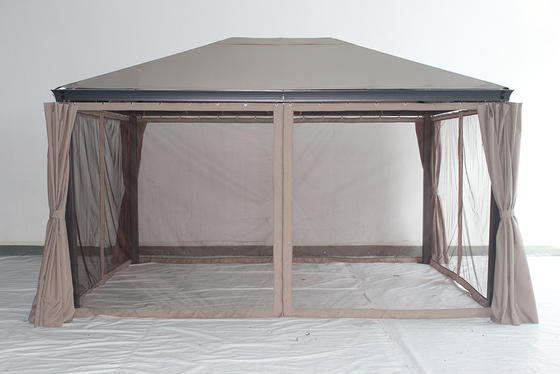 Gazebo de jardín de aluminio de 3*4*2.7M con marco de metal a prueba de óxido y techo de acero personalizado