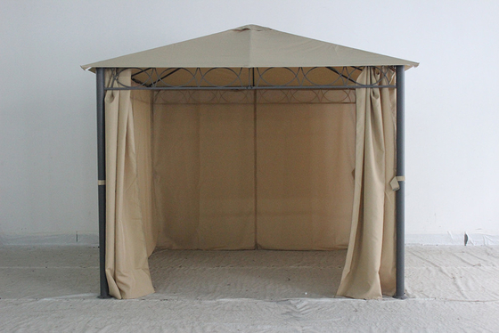 Gazebo de metal de acero para jardín exterior con cortina de poliéster Una opción de ocio duradero para el parque