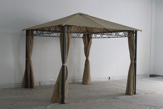 Gazebo de metal de acero para jardín exterior con cortina de poliéster Una opción de ocio duradero para el parque