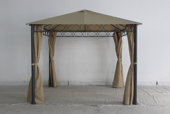 Gazebo de metal de acero para jardín exterior con cortina de poliéster Una opción de ocio duradero para el parque