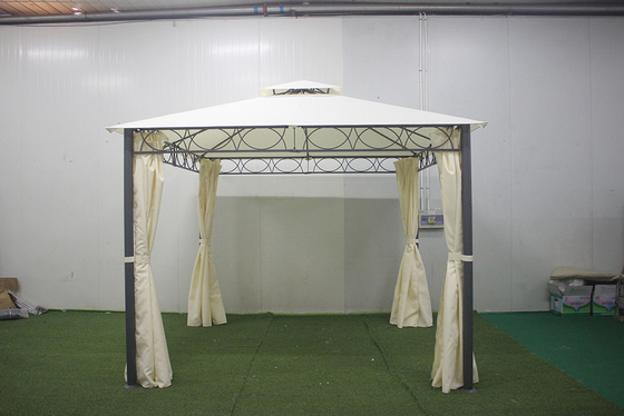 Muebles de patio de hierro forjado para exteriores grandes con cubierta recubierta de PA 3 * 3 * 2.8m Pabellón