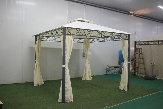 Muebles de patio de hierro forjado para exteriores grandes con cubierta recubierta de PA 3 * 3 * 2.8m Pabellón
