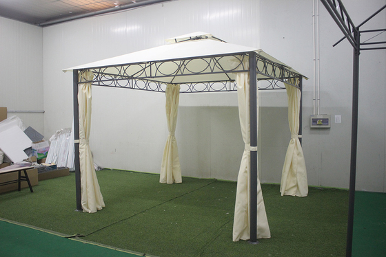 Muebles de patio de hierro forjado para exteriores grandes con cubierta recubierta de PA 3 * 3 * 2.8m Pabellón