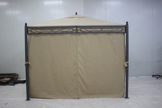 Gazebo de metal de jardín fácil de ensamblar 3 * 3 * 2.75M con cubierta superior de poliéster y paredes laterales