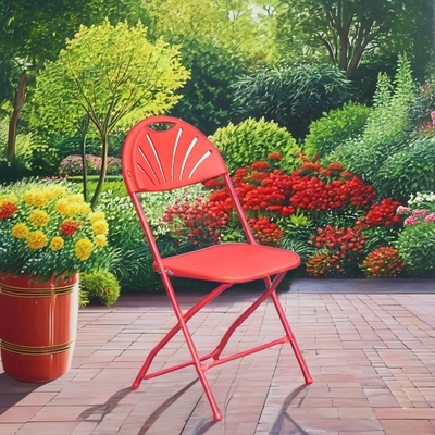 Silla de plástico blanco silla plegable de metal apilada para jardines al aire libre parques de bodas