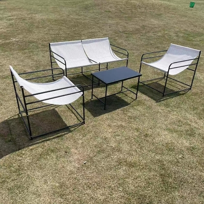 Muebles de jardín para exteriores Sofá conjunto con tela Silla doble de un solo asiento Mesa de café