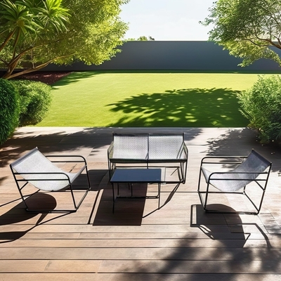 Muebles de jardín para exteriores Sofá conjunto con tela Silla doble de un solo asiento Mesa de café
